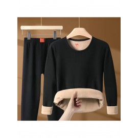 Plus Size - Men'S & Women'S Thermal Underwear Set - Heavy-Duty Fleece-Lined Thermal Pants, Extreme Cold Proof Winter Pants, /Neutral Colors, Round Neck Base Layer for Everyday & Formal Wear - Cold Weather Essentials, Thermal Underwear for Women