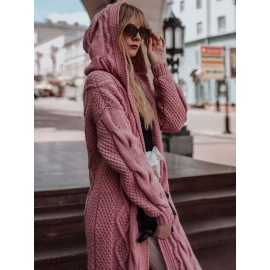 Plus Size - HERTALK Women'S Oversized Hooded Cable Sweater - Winter Warm Long Loose Fit Sweater with Round Neck & Raglan Sleeves, Plus Size Friendly Solid Color Cozy Sweater for Fall/Winter, Casual Elegant Style in & More Neutral Tones (No Chest Pad