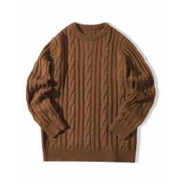 New Autumn-Winter Men's Casual Commuter Solid Color Crew Neck Knit Pullover