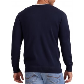 New Men's Solid Color Spring/Autumn Knit Cardigan V-Neck Outerwear Youth Knit Sweater Coat