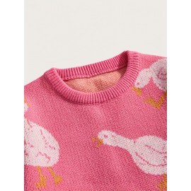 Men's Trendy Cute Pattern Animal Goose Pullover Casual Couple Street Round Neck Sweater Knitwear Warm
