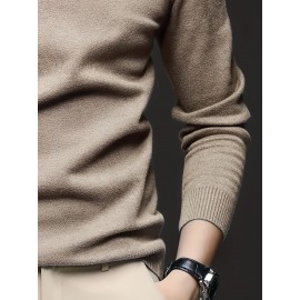 [Men's Turn-Collar Sweater] Cross-Border New Autumn-Winter Men's Solid Color Turn-Collar Pullover Knit Sweater