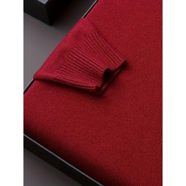 [Men's Turn-Collar Sweater] Cross-Border New Autumn-Winter Men's Solid Color Turn-Collar Pullover Knit Sweater