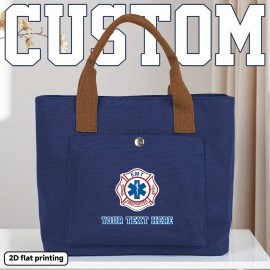 Customizable EMT Firefighter Badge Backpack - Personalized Text/Design, Heavy-Duty Portable Handbag with Top Handle, for First Responders, Medical Professionals