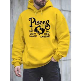 Plus Size Pisces Pattern Hoodie | Comfortable Fuzzy Sweatshirt with Zodiac Design, Printed with 