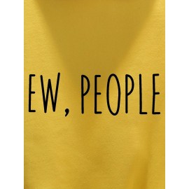 Men'S Ew People Graphic Print Hooded Sweatshirt - Oversized Loose Fit Pullover Hoodie with Kangaroo Pocket, Long Sleeve Casual Winter Warmth, with Lettering, Comfortable Casual Attire & Ideal Gift for Men (Autumn/Winter), Plus Size