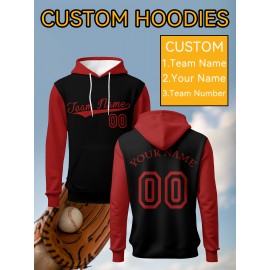 Custom Men'S Hoodies Featuring Personalized Names And Numbers - Available in Multiple Colors, Suitable for Baseball, Hiking, And Everyday Casual Wear - with a Hood, Front Pocket, Made of, Perfect for Outdoor Activities, Plus Size