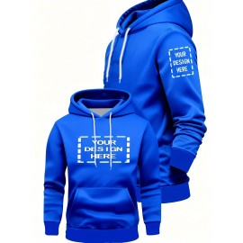 Men's Large Hooded Sweatshirt - Personalized Logo/Text/Design Printing on Left Chest & Back, Bulk Orders for Team Uniforms, School Jackets, Couples Matching - Relaxed Fit Logo Printing Service (Logo/Text/Graphic), PLUS SIZE